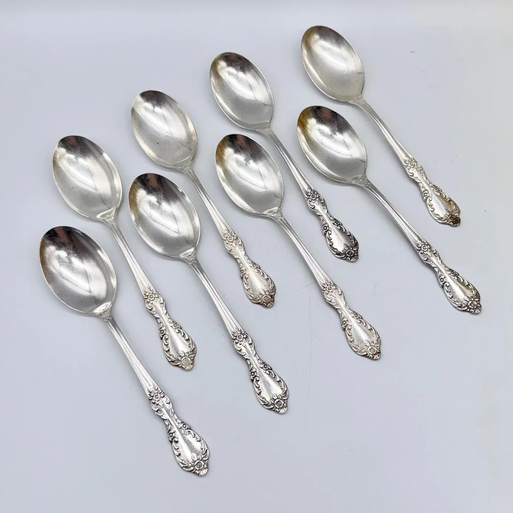 WM Rogers Mfg Co Grand Elegance Tablespoons Silverplate Floral Set of 8